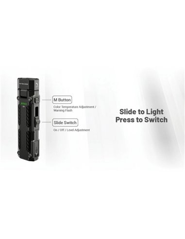 Linterna LED EDC09 cabezal rotable, 1600lm 153m alcance, alto CRI y triple temperatura de color USB-C