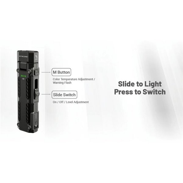 Linterna LED EDC09 cabezal rotable, 1600lm 153m alcance, alto CRI y triple temperatura de color USB-C