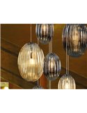Luminária pendente OVILA com 13 lâmpadas LED, 8W, 11310 lm, cúpulas de vidro cor conhaque/fumê, dimerizável, IP20, cromada.