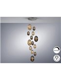 Lámpara colgante OVILA 13 luces LED 8W 11310 lm tulipas cristal coñac/smoke, regulable IP20 Cromo