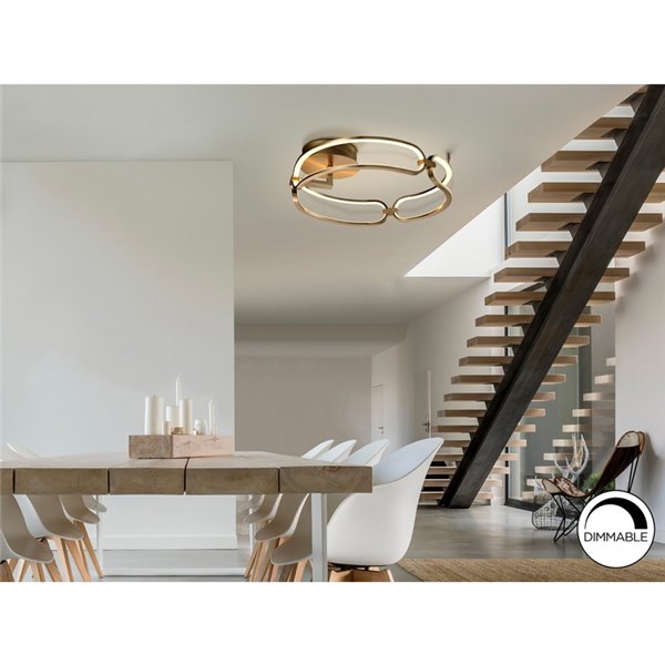 Plafón de techo COLETTE LED 37W 3330 lm difusor opal IP20 Ø47cm Oro rosa