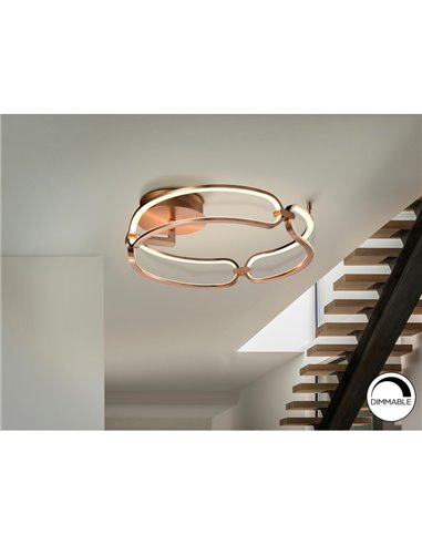 Plafón de techo COLETTE LED 37W 3330 lm difusor opal IP20 Ø47cm Oro rosa