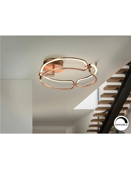 Plafón de techo COLETTE LED 37W 3330 lm difusor opal IP20 Ø47cm Oro rosa