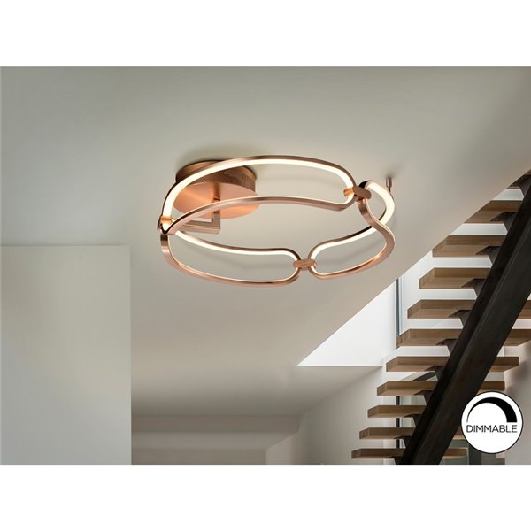 Plafón de techo COLETTE LED 37W 3330 lm difusor opal IP20 Ø47cm Oro rosa