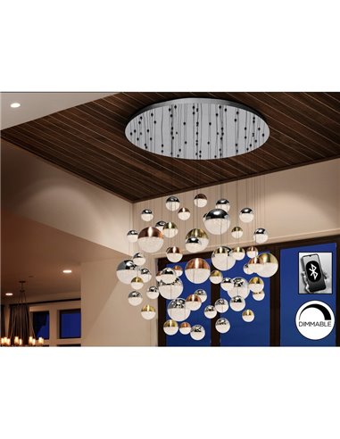 Lámpara de techo SPHERE Ø140 LED 288W 18720 lm 55 luces Bluetooth dimable IP20 Cromo