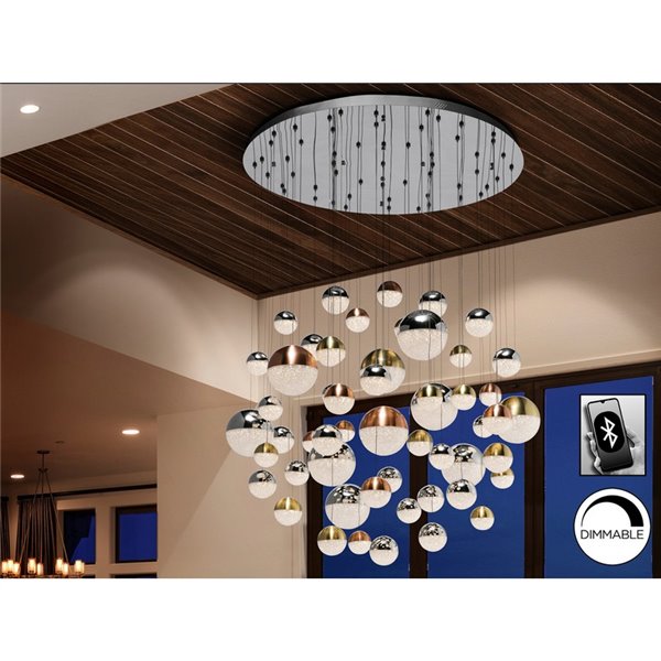 Plafonnier SPHERE Ø140 LED 288W 18720 lm 55 LED Bluetooth dimmable IP20 Chrome