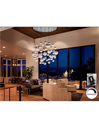 Plafonnier SPHERE Ø140 LED 288W 18720 lm 55 LED Bluetooth dimmable IP20 Chrome
