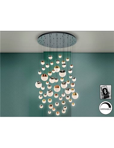 Lámpara de techo SPHERE Ø140 LED 288W 18720 lm 55 luces Bluetooth dimable IP20 Cromo