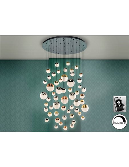 Lámpara de techo SPHERE Ø140 LED 288W 18720 lm 55 luces Bluetooth dimable IP20 Cromo