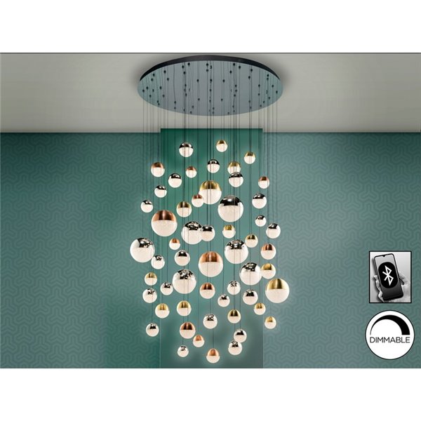 Lámpara de techo SPHERE Ø140 LED 288W 18720 lm 55 luces Bluetooth dimable IP20 Cromo