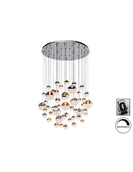 Lámpara de techo SPHERE Ø140 LED 288W 18720 lm 55 luces Bluetooth dimable IP20 Cromo