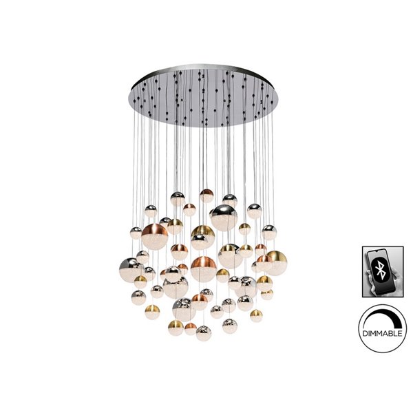 Plafonnier SPHERE Ø140 LED 288W 18720 lm 55 LED Bluetooth dimmable IP20 Chrome
