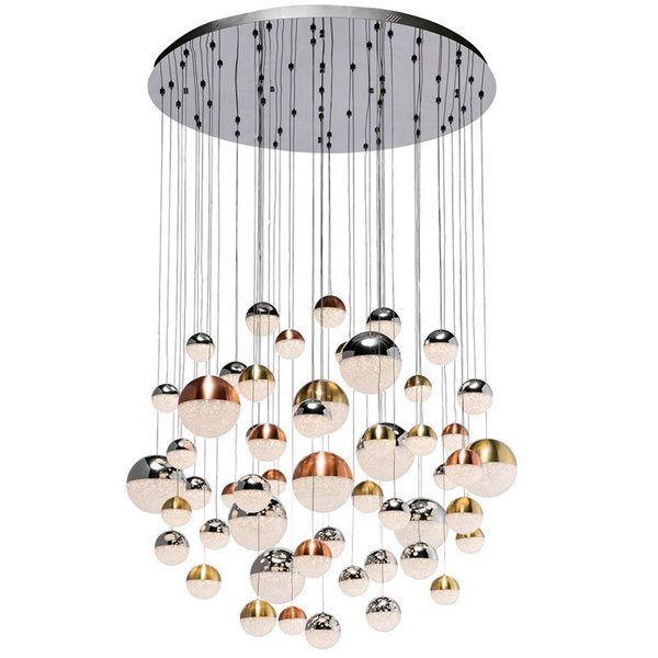 Luminária de teto SPHERE Ø140 LED 288W 18720 lm 55 lâmpadas Bluetooth dimerizável IP20 cromada