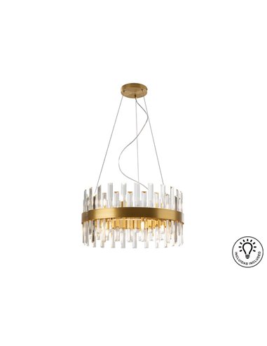 Lámpara colgante GRACE Ø55cm LED 4W 5600 lm 14 luces cristal estilo prisma IP20 Oro