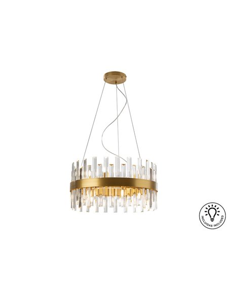 Luminária pendente GRACE Ø55cm LED 4W 5600 lm 14 lâmpadas Estilo prisma de cristal IP20 Dourada