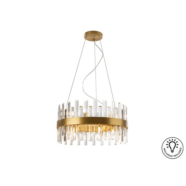 Lámpara colgante GRACE Ø55cm LED 4W 5600 lm 14 luces cristal estilo prisma IP20 Oro