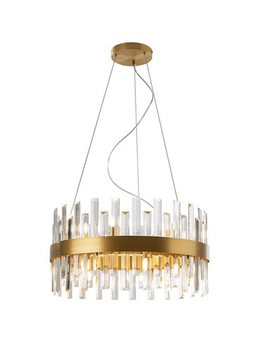 Lámpara colgante GRACE Ø55cm LED 4W 5600 lm 14 luces cristal estilo prisma IP20 Oro