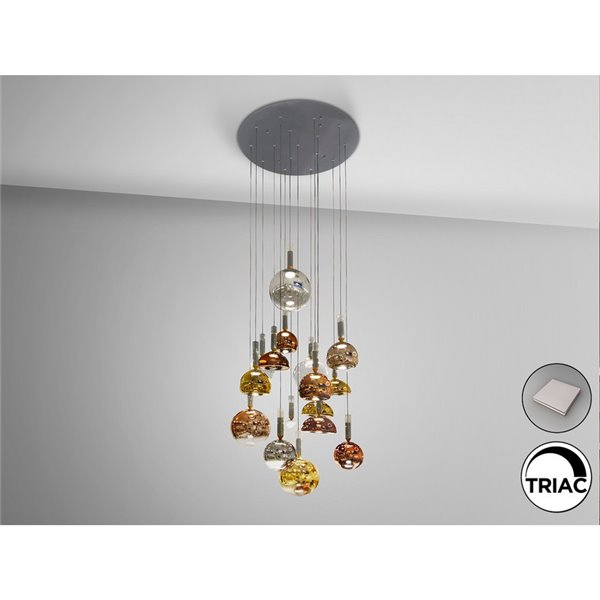 Lámpara de techo CHARLIZE 16 luces LED 96W 3520 lm cristal de colores dimable IP20 Cromo