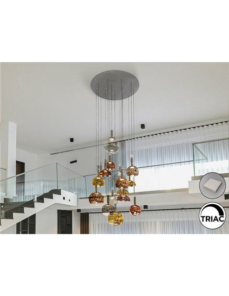 Lámpara de techo CHARLIZE 16 luces LED 96W 3520 lm cristal de colores dimable IP20 Cromo