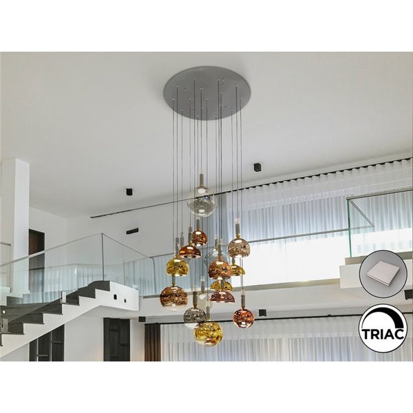 Plafonnier CHARLIZE 16 LED 96W 3520 lm Verre coloré Dimmable IP20 Chrome