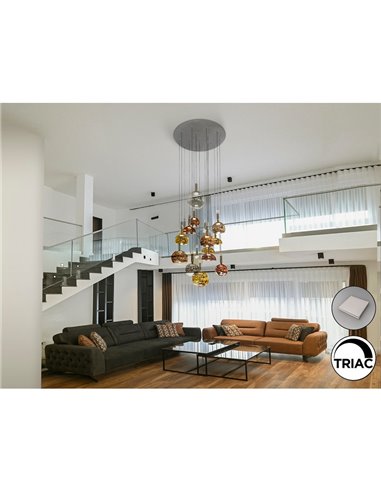 Lámpara de techo CHARLIZE 16 luces LED 96W 3520 lm cristal de colores dimable IP20 Cromo