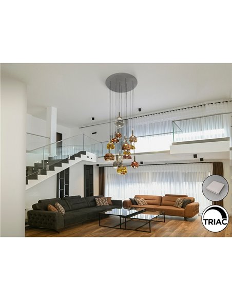 Lámpara de techo CHARLIZE 16 luces LED 96W 3520 lm cristal de colores dimable IP20 Cromo