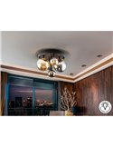 Plafón de techo DARK Ø45cm LED 4W 2000 lm 5 luces cristal ámbar/smoke IP20 Negro/latón