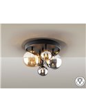 Plafón de techo DARK Ø45cm LED 4W 2000 lm 5 luces cristal ámbar/smoke IP20 Negro/latón