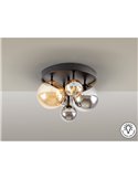 Plafón de techo DARK Ø45cm LED 4W 2000 lm 5 luces cristal ámbar/smoke IP20 Negro/latón