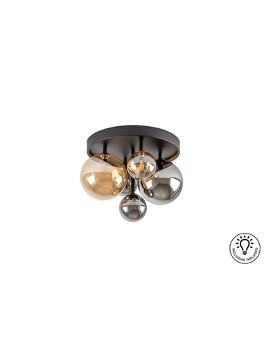 Plafón de techo DARK Ø45cm LED 4W 2000 lm 5 luces cristal ámbar/smoke IP20 Negro/latón