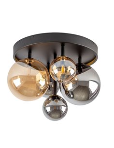 Plafón de techo DARK Ø45cm LED 4W 2000 lm 5 luces cristal ámbar/smoke IP20 Negro/latón