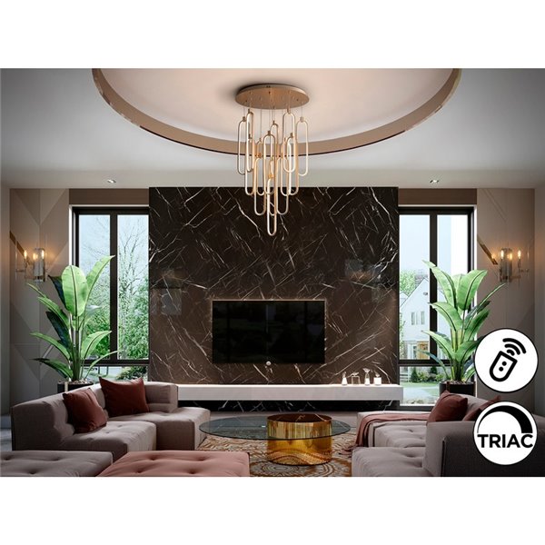 Lámpara de techo COLETTE Ø60cm LED 182W 16380 lm 14 luces dimable con APP Tuya RF, Oro rosa