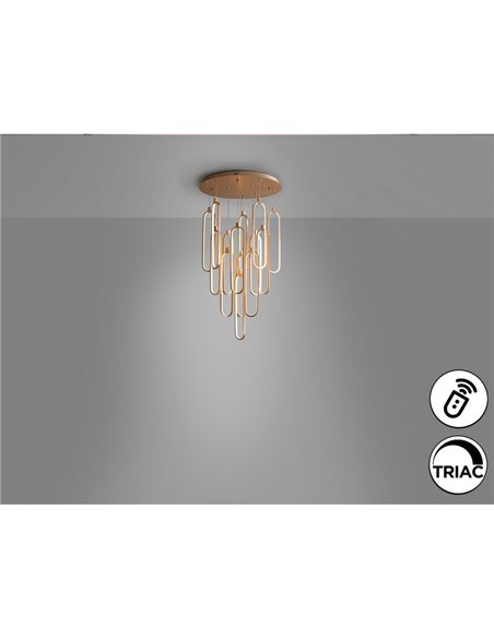 Lámpara de techo COLETTE Ø60cm LED 182W 16380 lm 14 luces dimable con APP Tuya RF, Oro rosa