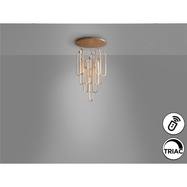 Luminária de teto COLETTE Ø60cm LED 182W 16380 lm 14 lâmpadas dimerizáveis com aplicativo Tuya RF, ouro rosa