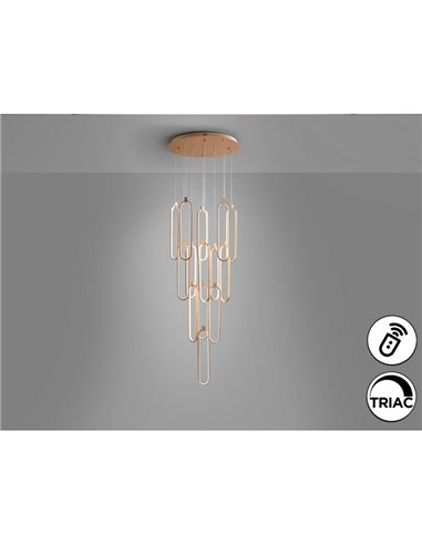 Plafonnier COLETTE Ø60cm LED 182W 16380 lm 14 LED dimmable via l'application Tuya RF, Or rose