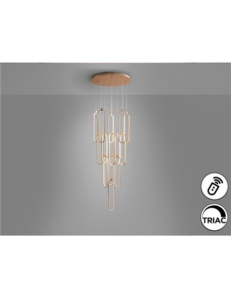 Lámpara de techo COLETTE Ø60cm LED 182W 16380 lm 14 luces dimable con APP Tuya RF, Oro rosa