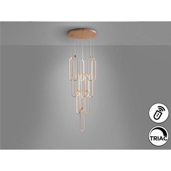 Luminária de teto COLETTE Ø60cm LED 182W 16380 lm 14 lâmpadas dimerizáveis com aplicativo Tuya RF, ouro rosa