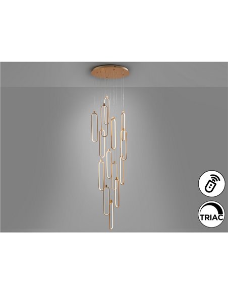 Luminária de teto COLETTE Ø60cm LED 182W 16380 lm 14 lâmpadas dimerizáveis com aplicativo Tuya RF, ouro rosa