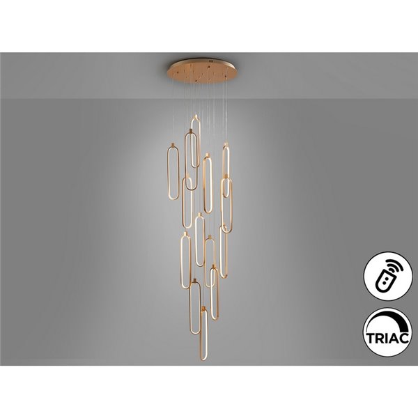 Luminária de teto COLETTE Ø60cm LED 182W 16380 lm 14 lâmpadas dimerizáveis com aplicativo Tuya RF, ouro rosa