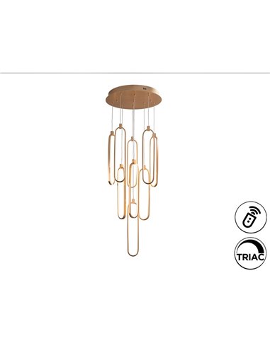 Lámpara de techo COLETTE Ø60cm LED 182W 16380 lm 14 luces dimable con APP Tuya RF, Oro rosa