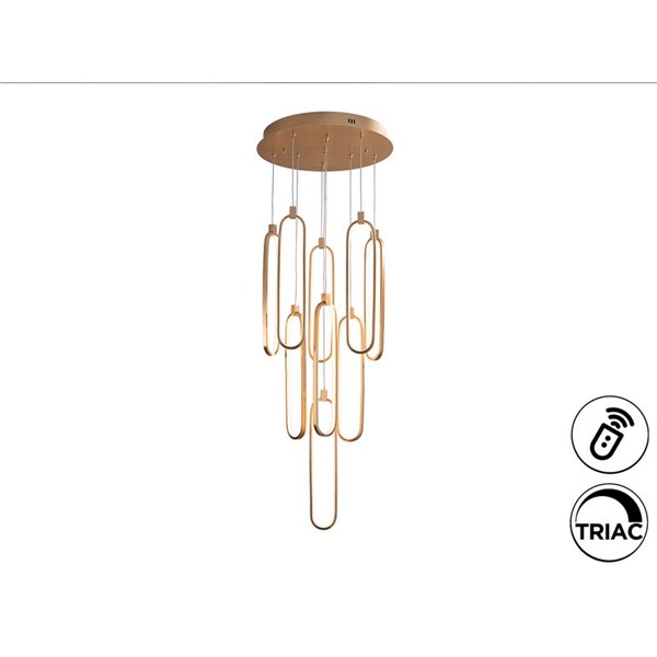 Lámpara de techo COLETTE Ø60cm LED 182W 16380 lm 14 luces dimable con APP Tuya RF, Oro rosa