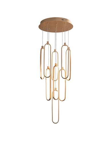 Luminária de teto COLETTE Ø60cm LED 182W 16380 lm 14 lâmpadas dimerizáveis com aplicativo Tuya RF, ouro rosa