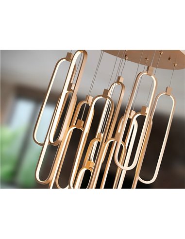 Lámpara de techo COLETTE Ø60cm LED 182W 16380 lm 14 luces dimable con APP Tuya RF, Oro rosa