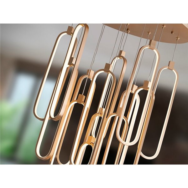 Luminária de teto COLETTE Ø60cm LED 182W 16380 lm 14 lâmpadas dimerizáveis com aplicativo Tuya RF, ouro rosa