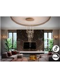 Lámpara de techo COLETTE Ø60cm LED 182W 16380 lm 14 luces dimable con APP Tuya RF, Oro rosa