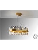 Lámpara colgante GRACE ovalada 20 luces LED 4W 8000 lm cristal tipo prisma IP20 Oro