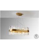 Lámpara colgante GRACE ovalada 20 luces LED 4W 8000 lm cristal tipo prisma IP20 Oro