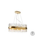 Lámpara colgante GRACE ovalada 20 luces LED 4W 8000 lm cristal tipo prisma IP20 Oro