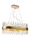 Lámpara colgante GRACE ovalada 20 luces LED 4W 8000 lm cristal tipo prisma IP20 Oro
