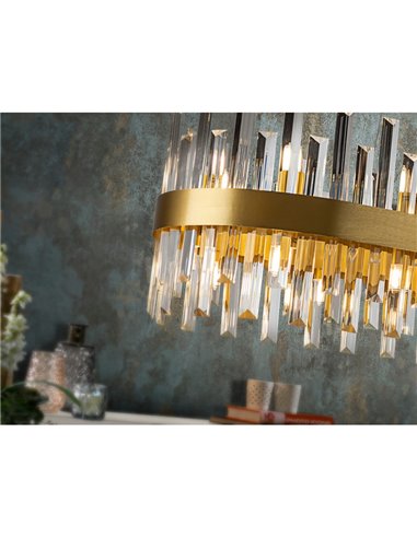 Lámpara colgante GRACE ovalada 20 luces LED 4W 8000 lm cristal tipo prisma IP20 Oro